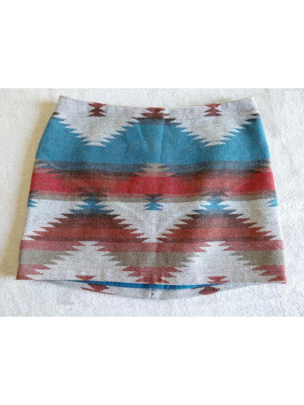 American Eagle Skirt Womens 12 Aztec Southwest Wool Blend Mini Lined Woven AEO